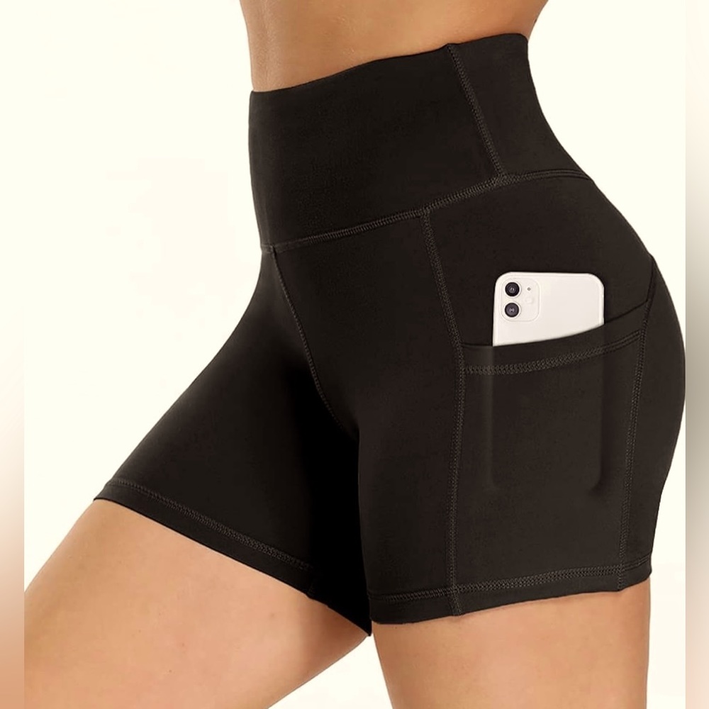 HLTPRO Spandex Biker Short w/ Pockets - Highwaisted Black XL Size